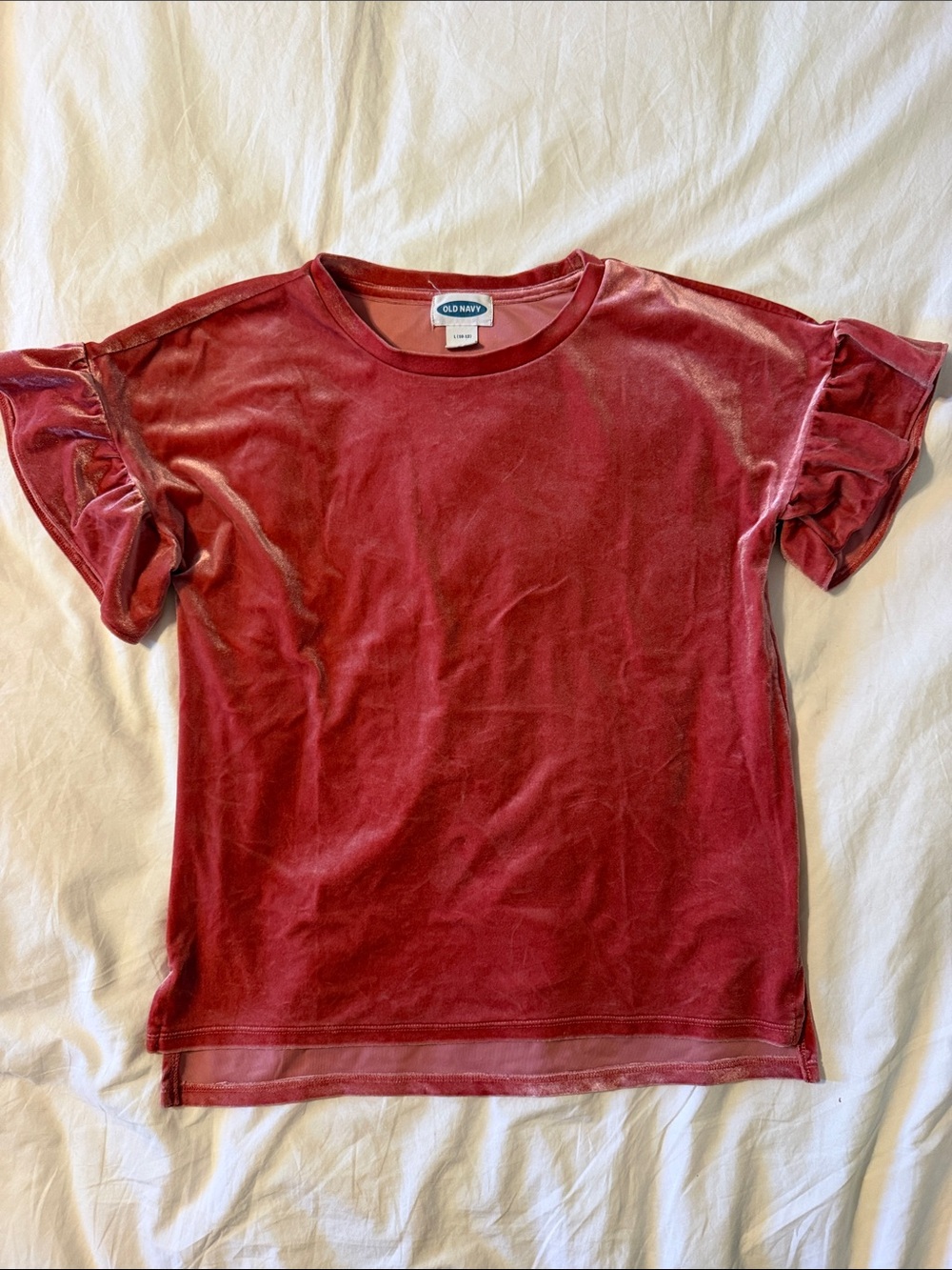 Old Navy Velvet Ruffle Sleeve Tee - Wine